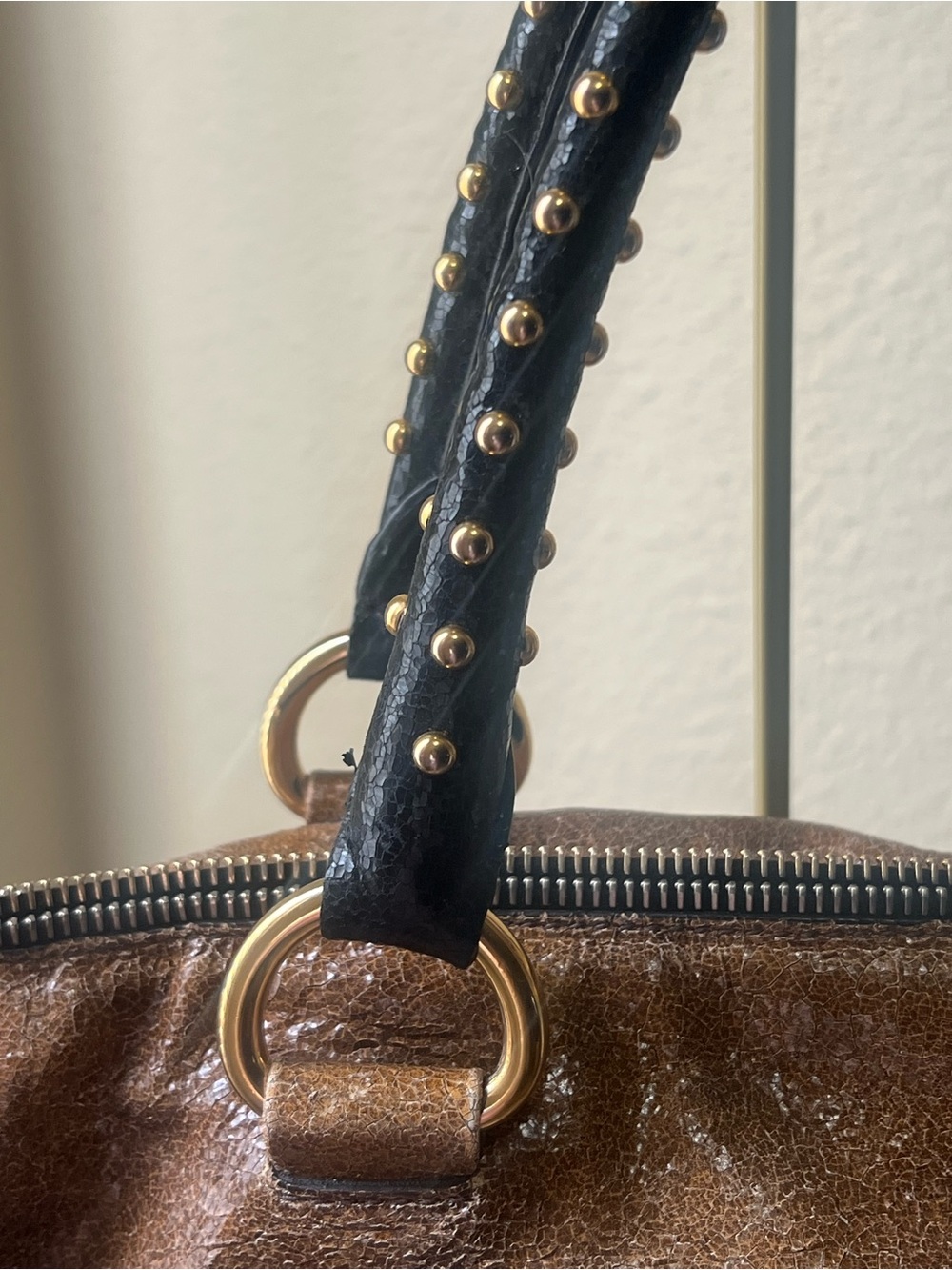 Authentic Prada Stud-Trim Brown Leather Tote Bag - Picture 5 of 15